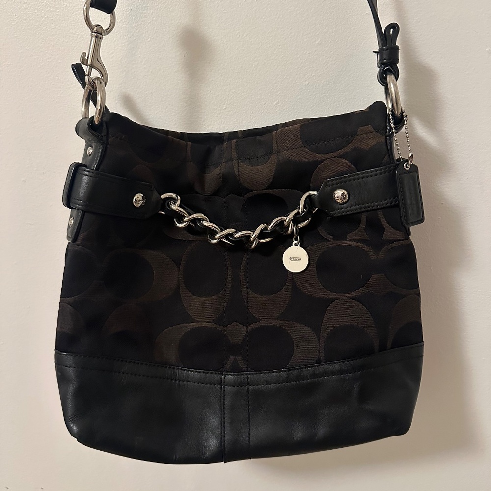 Coach Vintage Logo Signature Chain Hobo Crossbody Bag